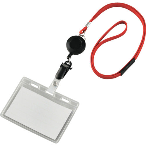 Green Cross Hanging Name Badge (Reel Strap) Clear/Red Soft Case Holds 2 Badges NF-418-R 301102 1 pc