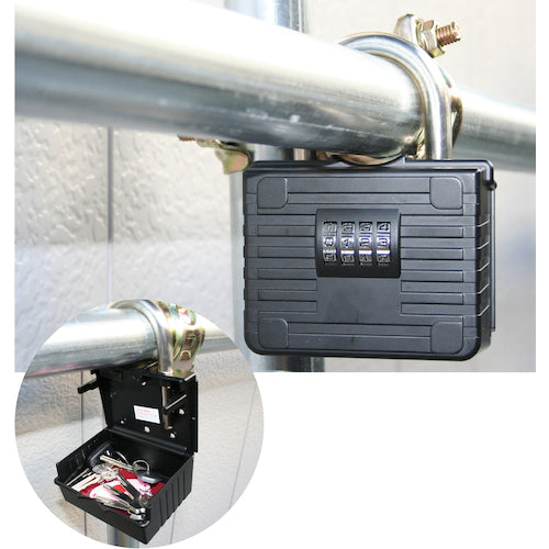 緑十字　キーストックＢＩＧ　キーストック−１　１５５×１２０×５０ｍｍ　ダイヤル錠　単管パイプ対応　302101　1個