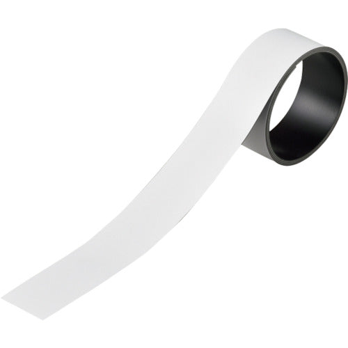 緑十字　テープ状カラーマグネット　白　マグネ３０Ｗ　３０ｍｍ幅×１ｍ×０．８ｍｍ　片面磁力　312051　1本