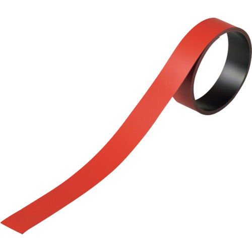 緑十字　テープ状カラーマグネット　赤　マグネ２０Ｒ　２０ｍｍ幅×１ｍ×０．８ｍｍ　片面磁力　312034　1本