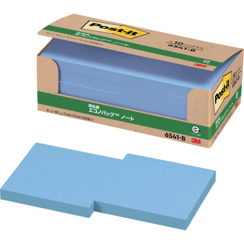 ３Ｍ　ポスト・イット　７５Ｘ７５ｍｍ　１００枚Ｘ１０パッド　ブルー　6541-B　1個