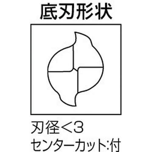 Mitsubishi K 2-blade general-purpose high-speed steel square end mill shot cutter blade length (S) 1 mm 2SSD0100 1 piece