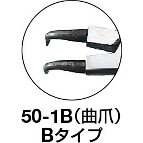 ＴＲＵＳＣＯ　スナップリングプライヤー　孔用　Φ１．０　曲爪５０型　50-1B　1丁