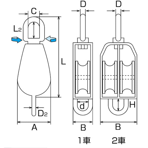水本　滑車　ステンレス　豆ブロックベケ付　参考使用荷重２４０ｋｇｆ　A-1270　1 個