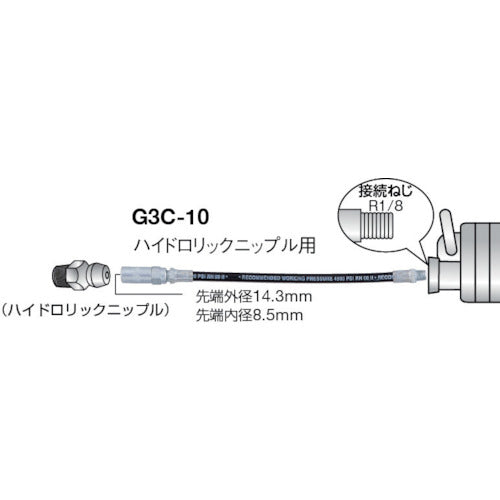 ＴＲＵＳＣＯ　グリスガン用ホース　２６５ｍｍ（ハイドロリックニップル用）　G3C-10　1 本