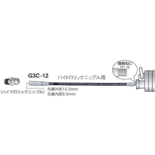 ＴＲＵＳＣＯ　グリスガン用ホース　３１４ｍｍ（ハイドロリックニップル用）　G3C-12　1 本