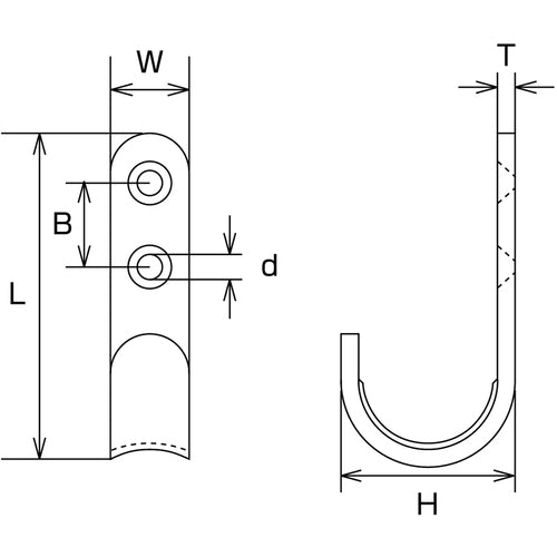 미즈모토 스테인리스 시트 후크 B형 길이 45mm YFB-3 1개