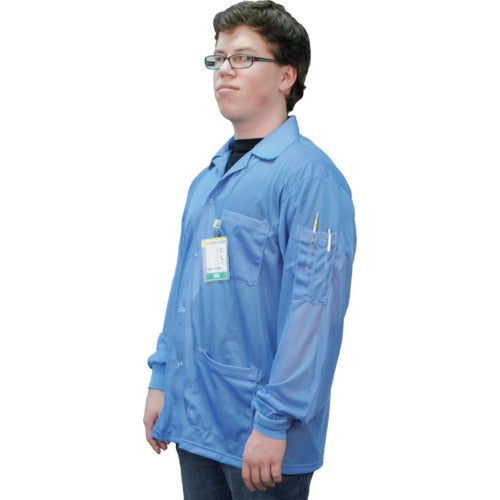 DESCO Smock Jacket with Knitted Cuffs, Blue, M, 73755, 1 Piece