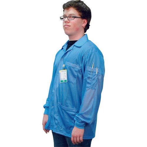 DESCO Smock Jacket with Knitted Cuffs, Blue, L, 73760, 1 Piece
