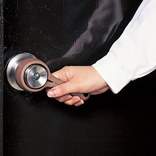 緑十字　ドアノブ用ハンドル（レバーハンドル）　ブラウン　ドアハンドル−１５５２　全長１５５ｍｍ　ゴム製　342040　1個