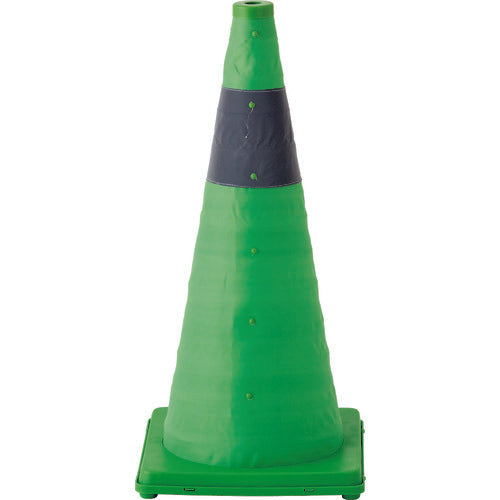 緑十字　伸縮式三角コーン　緑　伸縮コーン−Ｇ（大）　高さ６２０ｍｍ（ベース２９５ｍｍ角）　反射材付　116203　1本