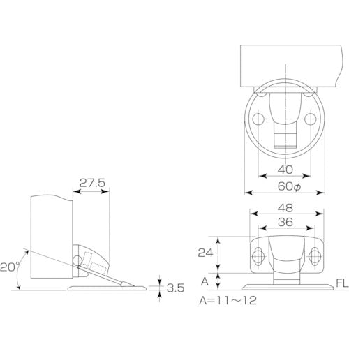 ＭＫ　マグフラ戸当（面付型）（キャッチ機能付）　アンバー　P-470 00A　1個