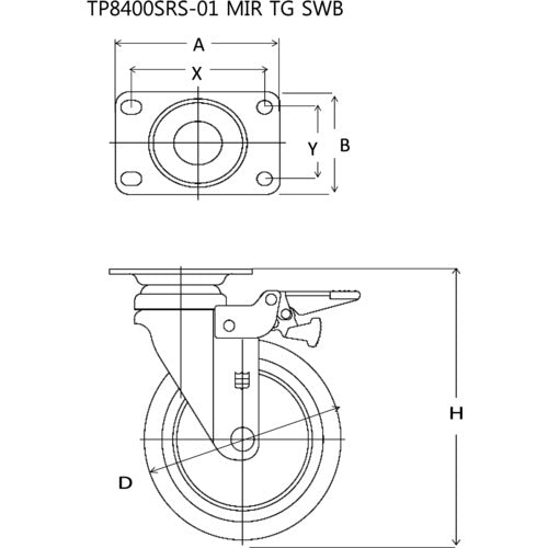 ＳＡＭＳＯＮＧ　メディカル機器キャスター　自在ＳＰ付　エラストマー　１００ｍｍ　TP8440-01-MIR-TG-SWB　1 個