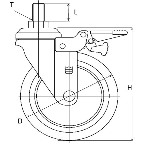 ＳＡＭＳＯＮＧ　メディカル機器キャスター　自在ＳＰ付　ねじ込み式　エラストマー　７５ｍｍ　TP8430-25-MIR-TG-SWB　1 個