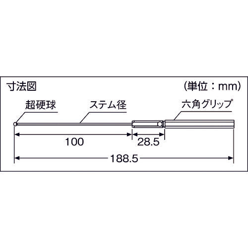 ＳＫ　ボールギャップゲージ　ステンレスグリップ　φ２．０　BTS-020　1 本