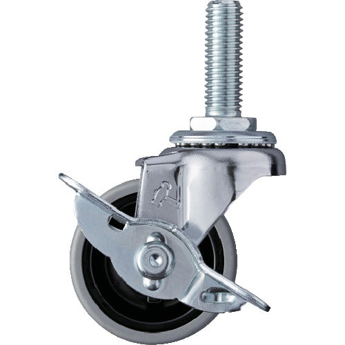 해머 나사 포함 선회식 엘라스토머 바퀴(PP 휠) 50mm 스토퍼 부착 415EA-L50 1개