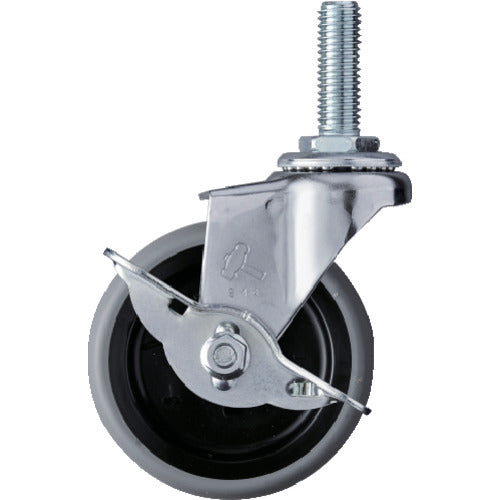 해머 나사 포함 선회식 엘라스토머 바퀴(PP 휠) 75mm 스토퍼 부착 415EA-L75 1개