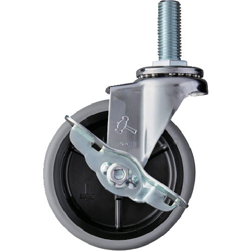 해머 나사 포함 선회식 엘라스토머 바퀴(PP 휠) 100mm 스토퍼 부착 415EA-L100 1개