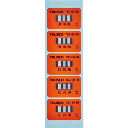 TRUSCO 온도 씰 3점 표시 불가역성 60℃~80℃(40장들이) TS3-60-80 1봉