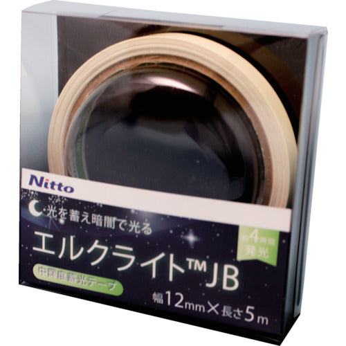 Nitto Elmate Medium Brightness Luminous Tape JIS-JB Class 0.25mm x 12mm x 5m Green NB-1205B 1 Roll