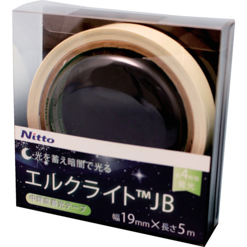Nitto Elmate Medium Brightness Luminous Tape JIS-JB Class 0.25mm x 19mm x 5m Green NB-1906B 1 Roll
