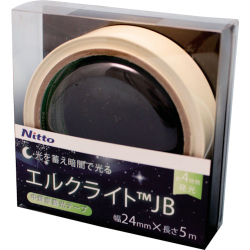 Nitto Elmate Medium Brightness Luminous Tape JIS-JB Class 0.25mm x 24mm x 5m Green NB-2405B 1 Roll