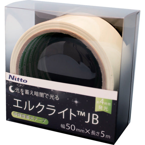 Nitto Elmate Medium Brightness Luminous Tape JIS-JB Class 0.25mm x 50mm x 5m Green NB-5005B 1 Roll