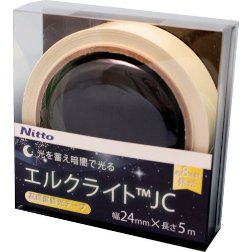 Nitto Elmate High Brightness Luminous Tape JIS-JC Class 0.3mm x 24mm x 5m Green NB-2405C 1 Roll