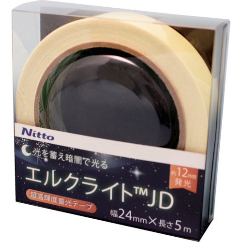 Nitto Elmate Ultra-High Brightness Luminous Tape JIS-JD Class 0.6mm x 24mm x 5m Green NB-2405D 1 Roll