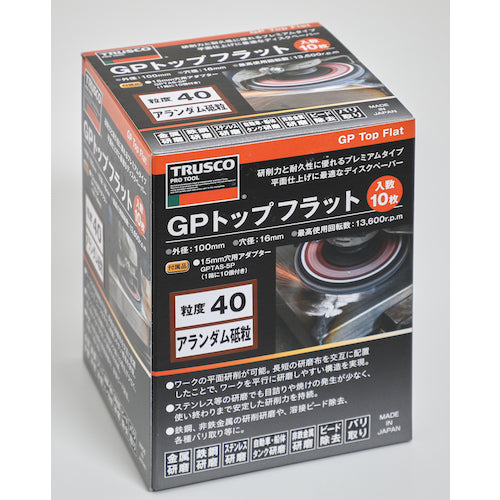 ＴＲＵＳＣＯ　ＧＰトップフラット　アランダム　＃４０　Φ１００　１０枚入　GPF100-A40　1 箱