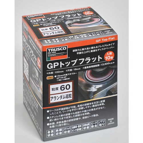 ＴＲＵＳＣＯ　ＧＰトップフラット　アランダム　＃６０　Φ１００　１０枚入　GPF100-A60　1 箱