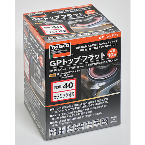 ＴＲＵＳＣＯ　ＧＰトップフラット　セラミック　＃４０　Φ１００　１０枚入　GPF100-C40　1 箱