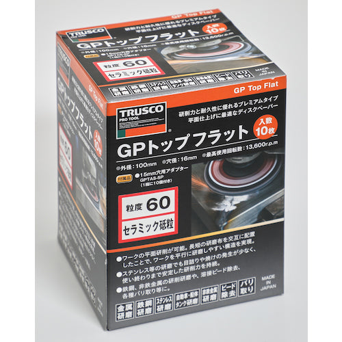 ＴＲＵＳＣＯ　ＧＰトップフラット　セラミック　＃６０　Φ１００　１０枚入　GPF100-C60　1 箱