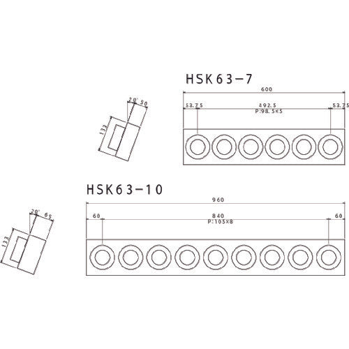 ＴＲＵＳＣＯ　ツーリングフレーム　ＨＳＫ６３Ａ　ＢＴ４０　ＮＴ４０兼用　６個収納　HSK63-7　1 本