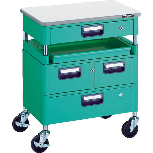 TRUSCO Tool Wagon Phoenix Wagon, Low Noise, 600 x 400, H740, with Drawer, 1 Slide, with Top, Young Green, PEW-760M1VWZT-YG, 1 Unit