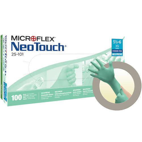 アンセル　耐薬品ネオプレンゴム使い捨て手袋　ＮｅｏＴｏｕｃｈ　２５−１０１　Ｓサイズ　（１００枚入）　25-101-7　1箱