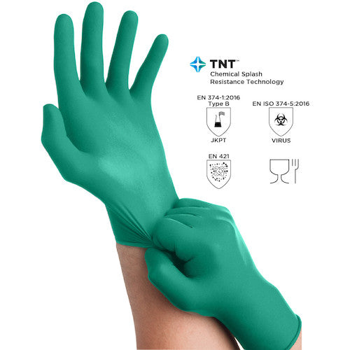 アンセル　耐薬品ニトリルゴム使い捨て手袋　タッチエヌタフ　９２−６０５　ＸＬサイズ　（１００枚入）　92-605-10　1 箱