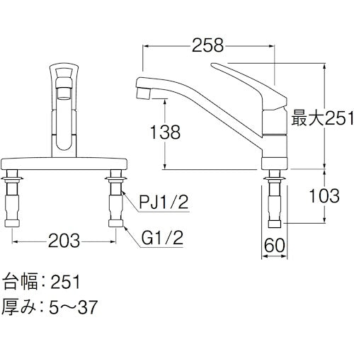 ＳＡＮＥＩ　シングル台付混合栓　K676EV-13　1 台