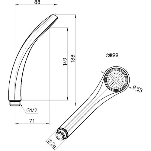 SANEI Water-saving shower head PS321-81XA-MW2 1 piece