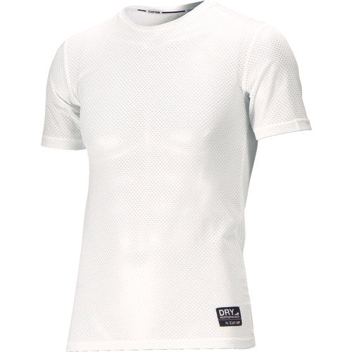 カジメイク　８８２１　クレーターメッシュ　クルーネック半袖シャツ　ホワイト　Ｌ　8821-01-L　1 着