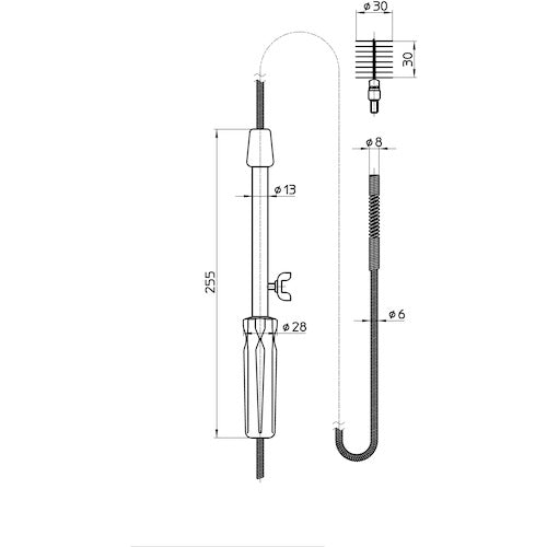 SANEI Drain Cleaning Parts Pipe Cleaner (with 30mm diameter brush) Length 5m PR802-5 1 piece