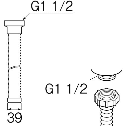 SANEI 싱크 배수 마개 호스(나사 부착) 호스 길이 1 m PH62-860-1 1개