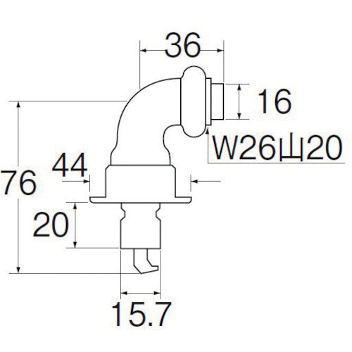 ＳＡＮＥＩ　洗濯機用Ｌ型ニップル　PY12-40X-16　1個