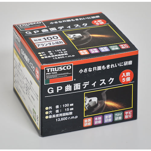 ＴＲＵＳＣＯ　ＧＰ曲面ディスク　アランダム　Φ１００　（５枚入）　１００＃　GP100R　1 箱