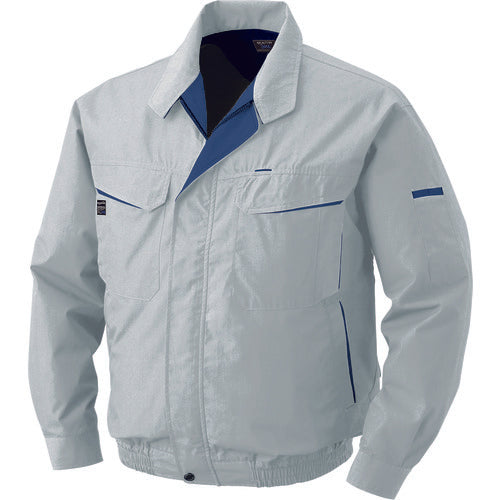 空調服　綿・ポリ混紡ワーク　ワンタッチファングレー　電池ボックスセット　シルバー３Ｌ　0470-G20-C06-S5　1着