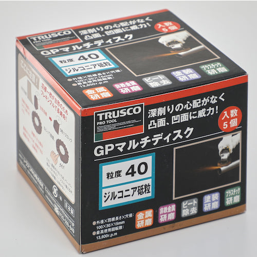 ＴＲＵＳＣＯ　ＧＰマルチディスク　ジルコニア　Φ１００　（５枚入）　４０＃　GP100MZ　1 箱