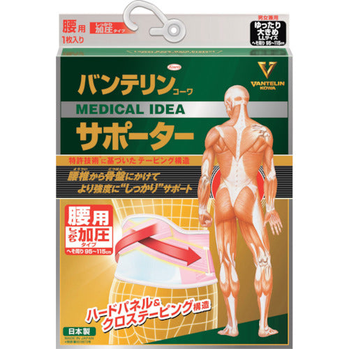 興和　バンテリンサポーター　腰しっかり加圧タイプゆったり大きめ（パステルピンク）１　24769　1枚