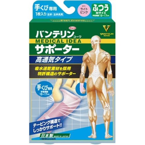 興和　【売切廃番】バンテリンコーワサポーター高通気タイプ手首専用ふつうライトピンク（１個入り）　24794　1箱