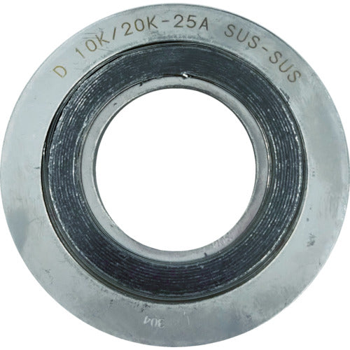 ダイコー　グラファイト系渦巻き型ガスケット内外輪ＳＵＳ　呼び径（Ａ）：２５　D1000-10K-25A-4.5T-SUS-SUS-GR　1 枚