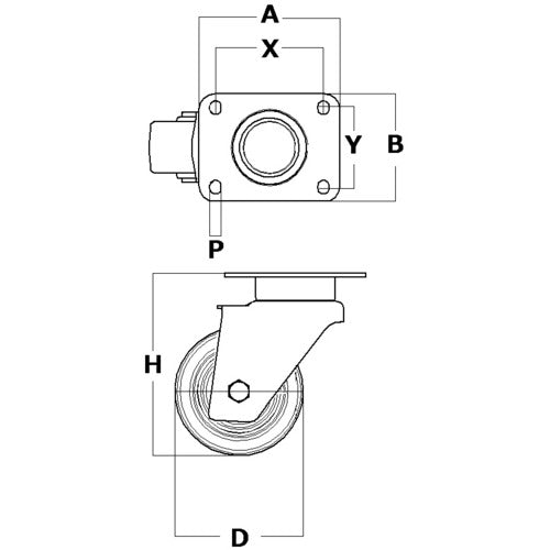 텐테 캐스터 중하중용 고성능 선회 캐스터 “DELTA”(우레탄 바퀴) φ125 자재식 3640ITP125P63 CONVEX 1개